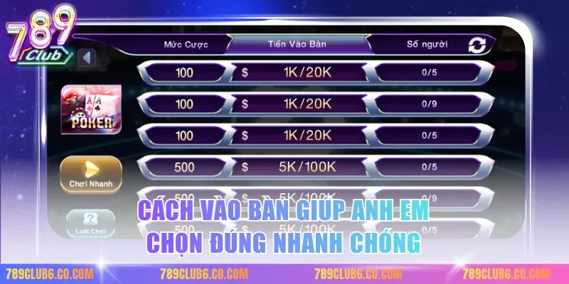 Cách vào bàn giúp anh em chọn đúng nhanh chóng